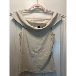 Old Navy Women’s Ribbed Knit Summer Sleeveless Off Shoulder‎ Tank Top Sz S Cream